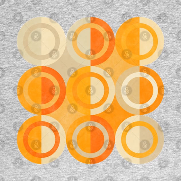 Geometric Shapes Orange Grey Circles by FAROSSTUDIO